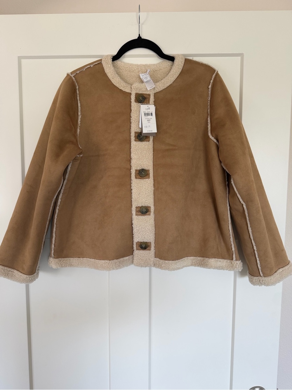 NWT J. Jill Faux Suede & Shearling Reversible Button Jacket